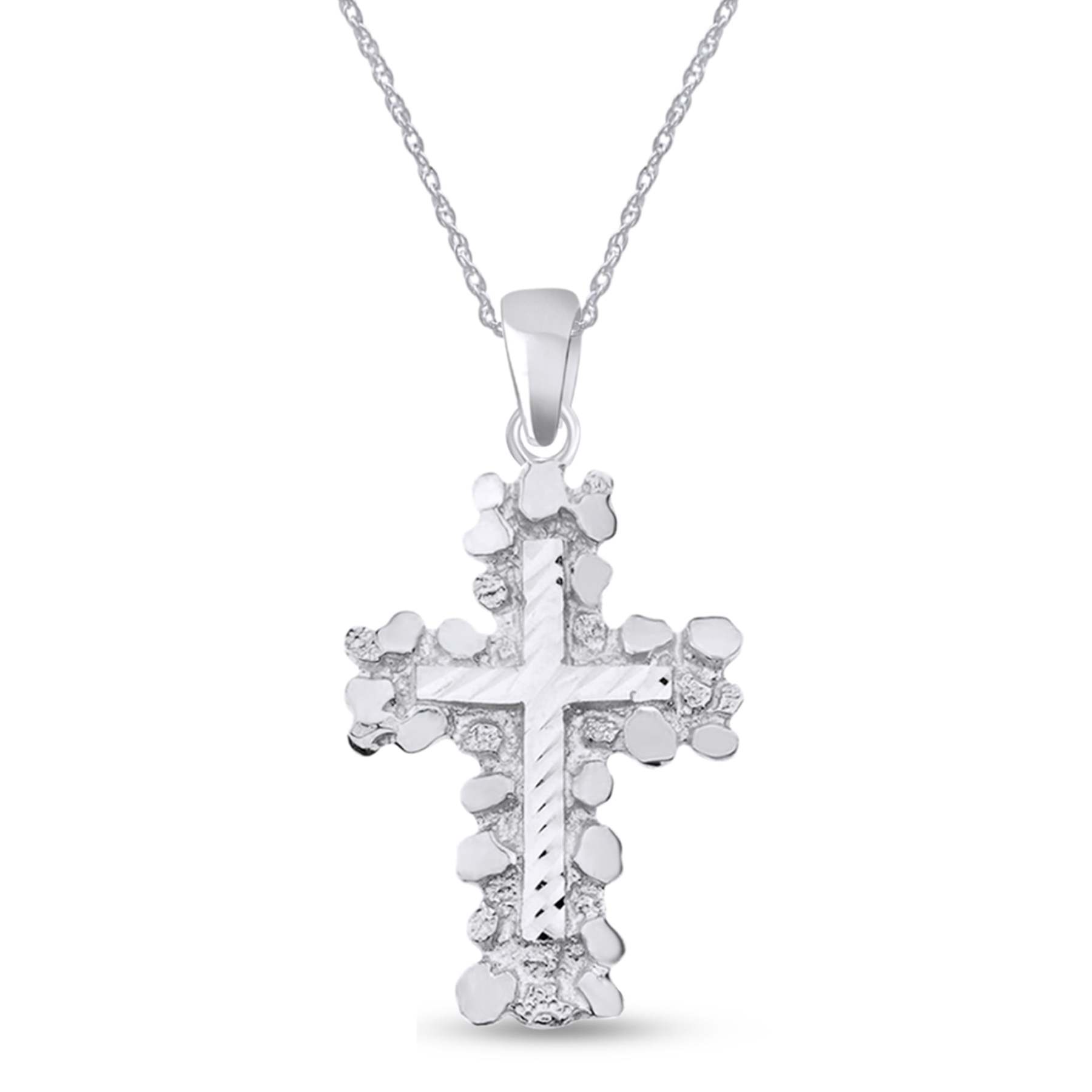 Nugget Cross Pendant Necklace Gold Plated Cross Necklcace
