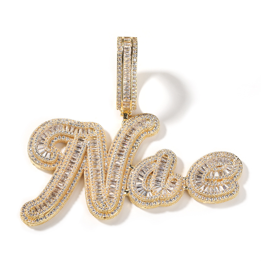 Baguettes Chain 1-6 Letters Iced Out Hip Hop Style Custom Necklace