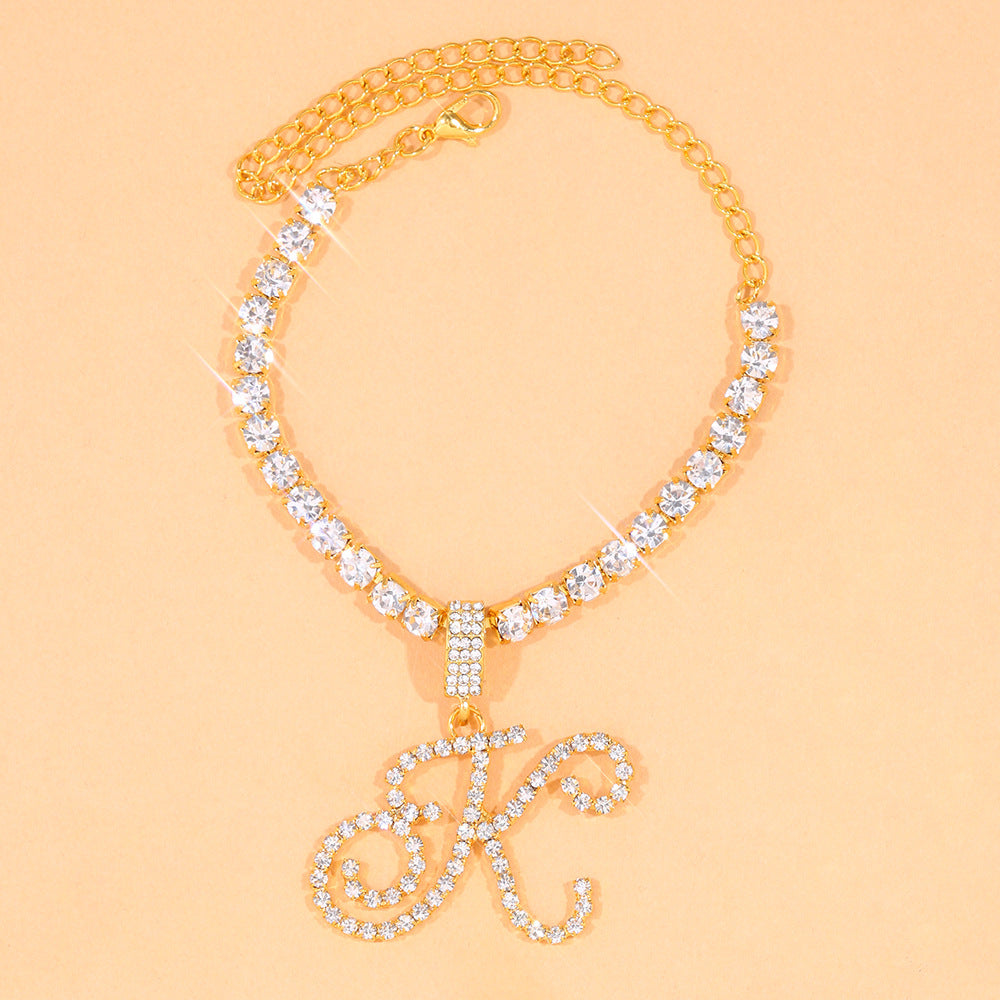Iced Out Tennis Chain Letter Anklet