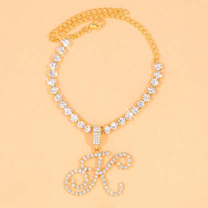 Iced Out Tennis Chain Letter Anklet