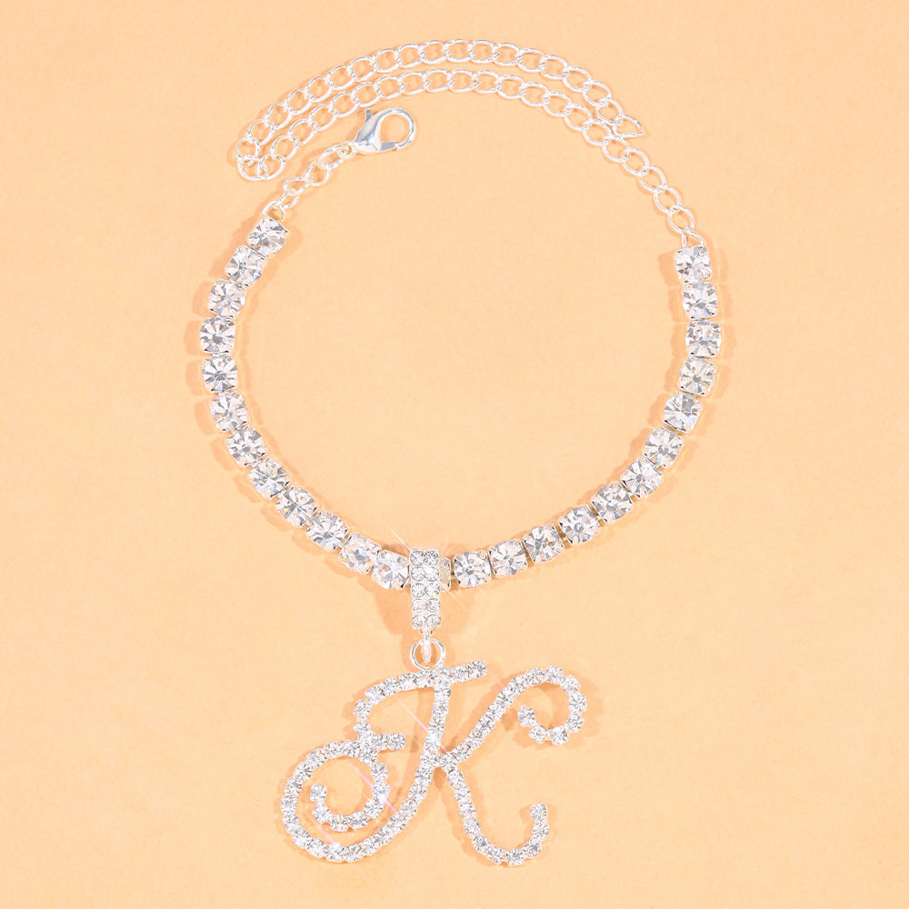 Iced Out Tennis Chain Letter Anklet