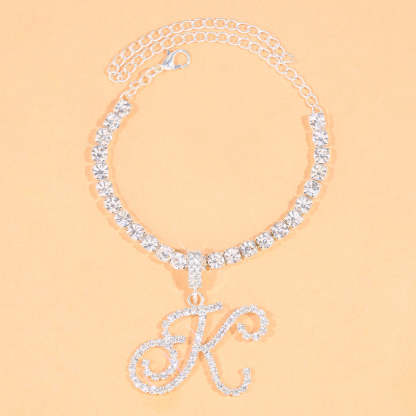 Iced Out Tennis Chain Letter Anklet