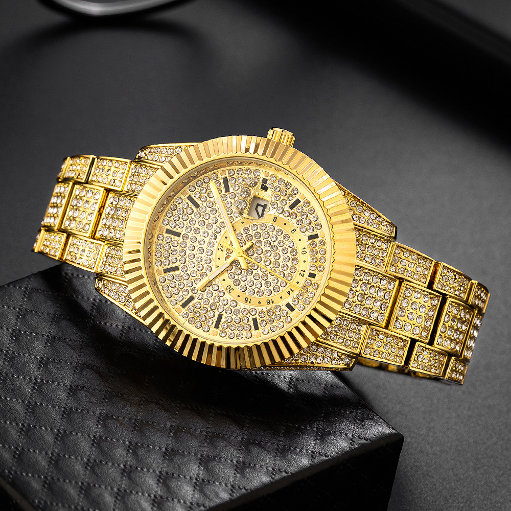 Hip Hop Style Iced Out CZ VintagInspired Round Watch For Men