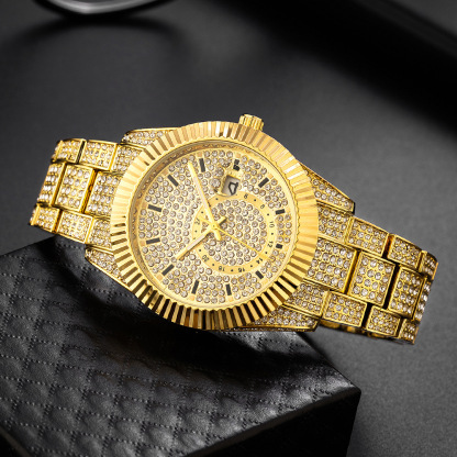 Hip Hop Style Iced Out CZ VintagInspired Round Watch For Men