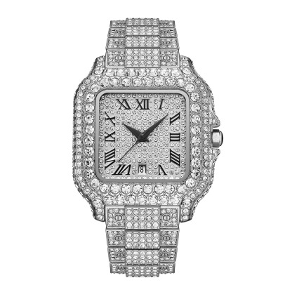 Shiny Iced Out CZ VintagInspired Square Watch For Men Hip Hop