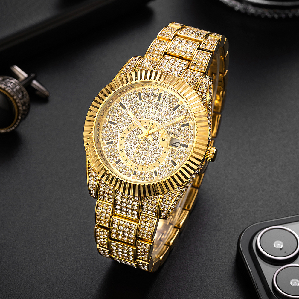 Hip Hop Style Iced Out CZ VintagInspired Round Watch For Men