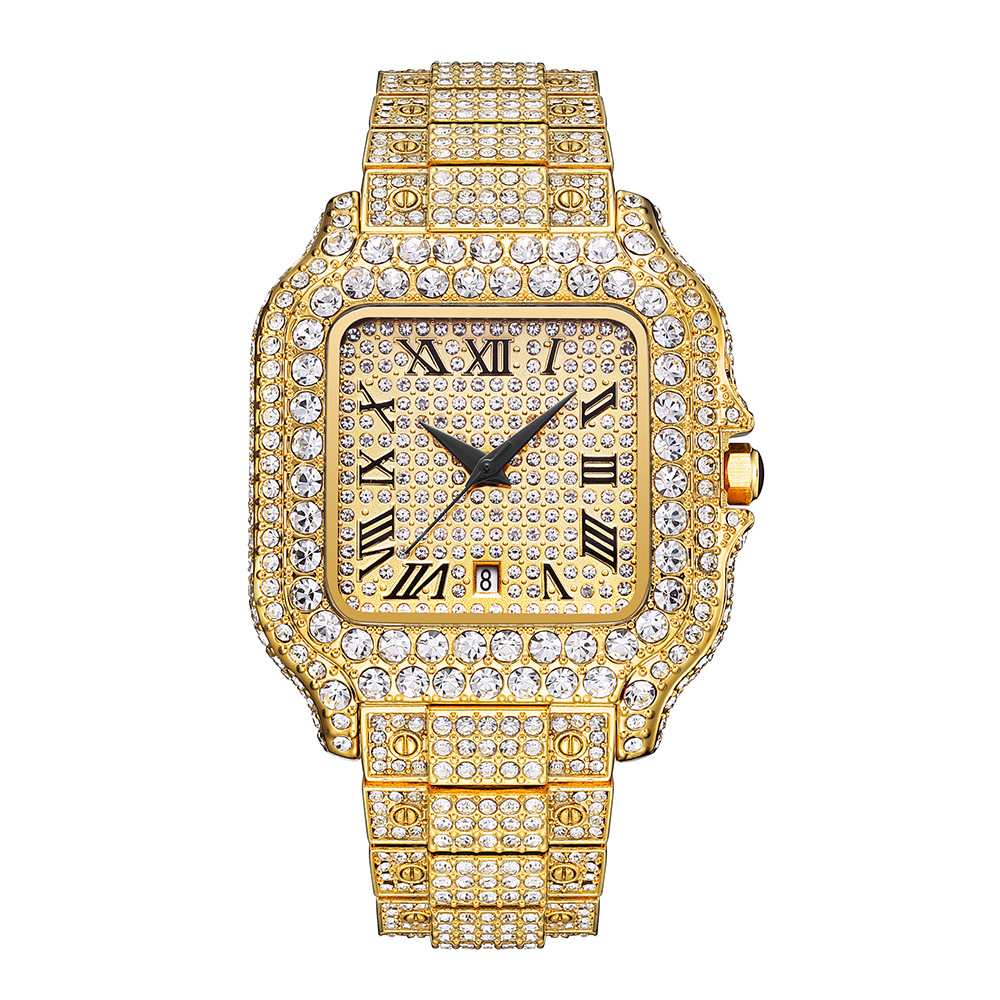 Shiny Iced Out CZ VintagInspired Square Watch For Men Hip Hop