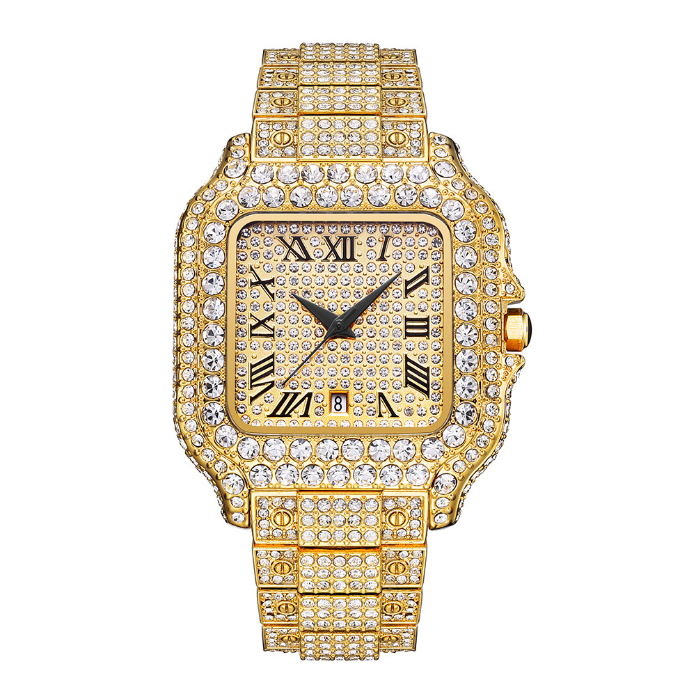 Shiny Iced Out CZ VintagInspired Square Watch For Men Hip Hop