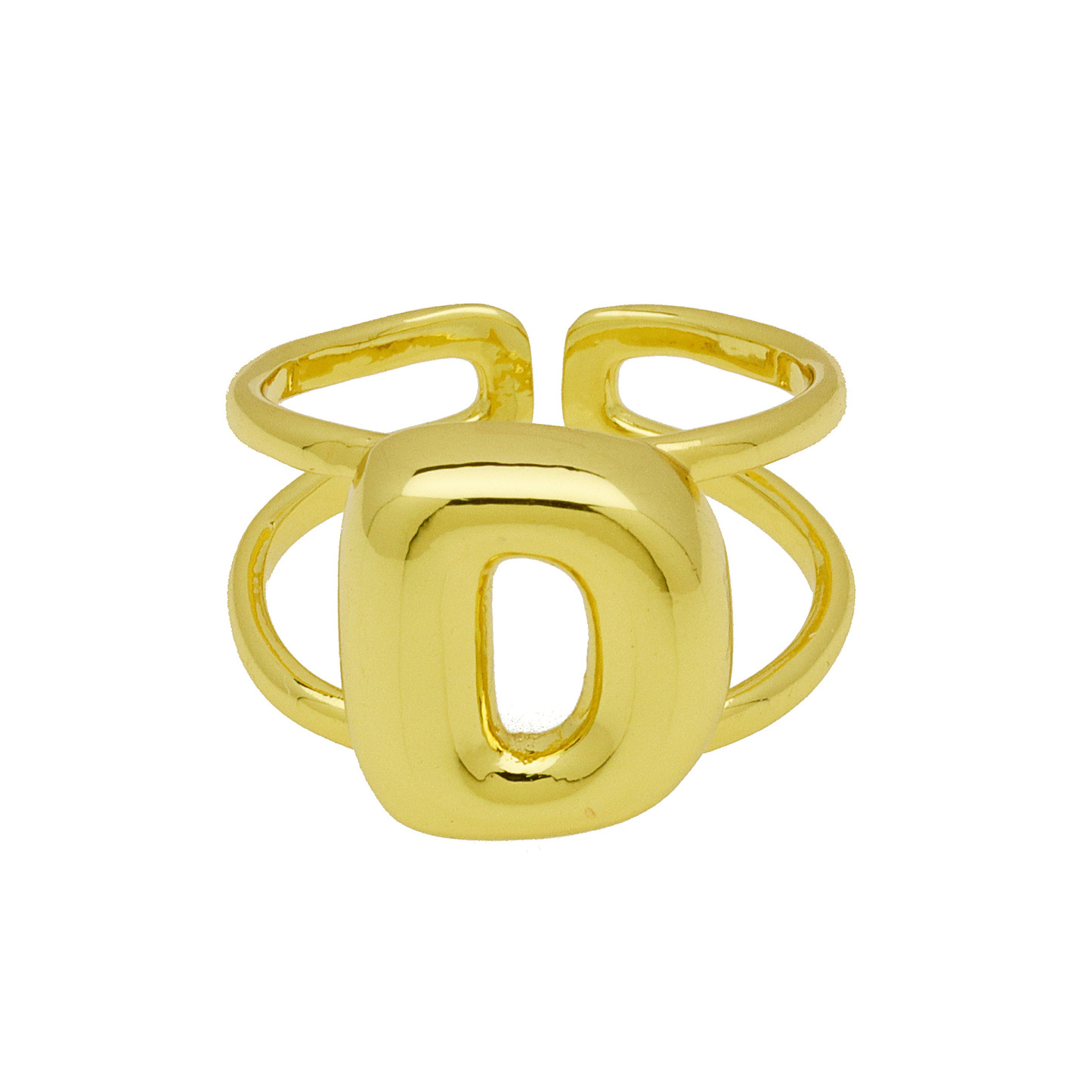 Customized Gold Plate Bubble Letter Initial Ring