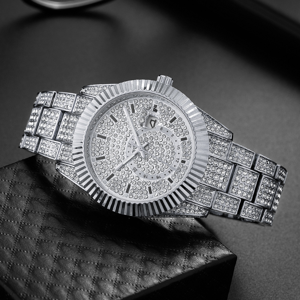 Hip Hop Style Iced Out CZ VintagInspired Round Watch For Men