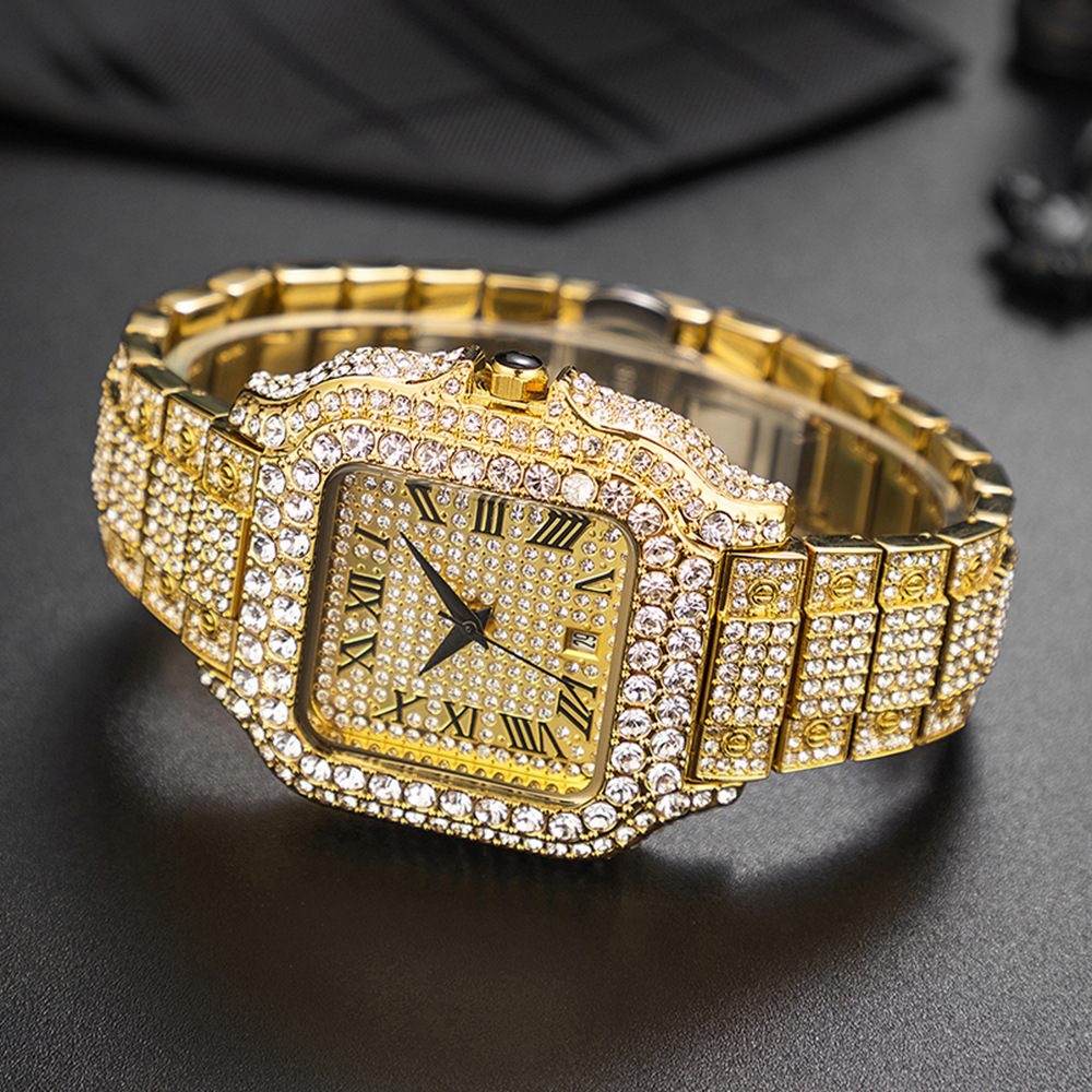 Shiny Iced Out CZ VintagInspired Square Watch For Men Hip Hop