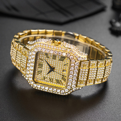 Shiny Iced Out CZ VintagInspired Square Watch For Men Hip Hop