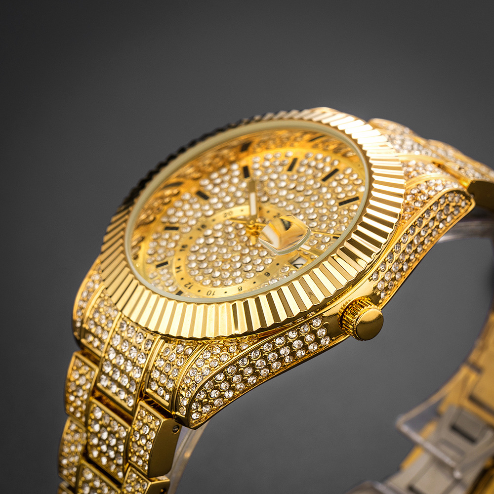Hip Hop Style Iced Out CZ VintagInspired Round Watch For Men
