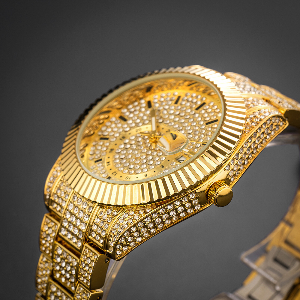 Hip Hop Style Iced Out CZ VintagInspired Round Watch For Men