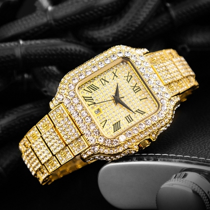 Shiny Iced Out CZ VintagInspired Square Watch For Men Hip Hop