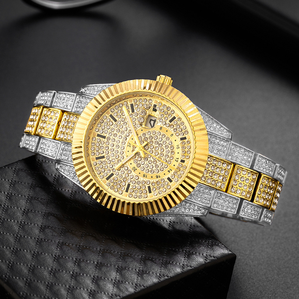 Hip Hop Style Iced Out CZ VintagInspired Round Watch For Men