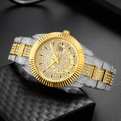Hip Hop Style Iced Out CZ VintagInspired Round Watch For Men