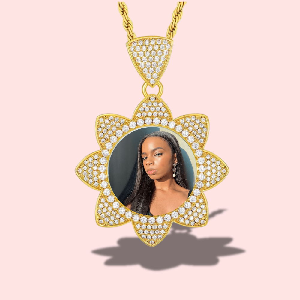 [Copy]Custom Heart Shaped Zirconia Photo Pendant Name Necklace