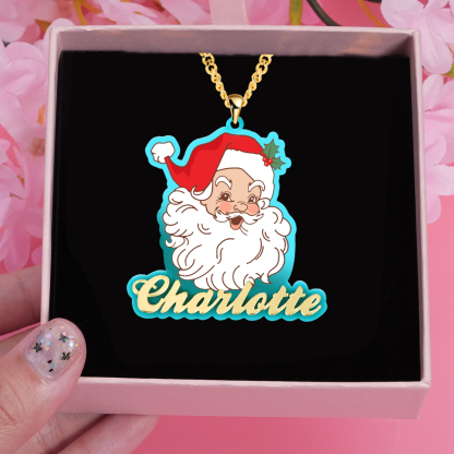 Acrylic Santa Claus Christmas Gift Custom Name Necklace
