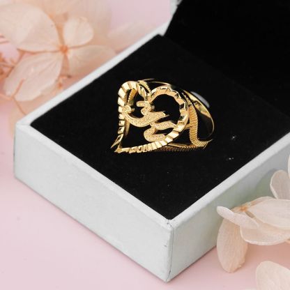 Initial Letter Heart Ring Personalized Custom Engraved Ring