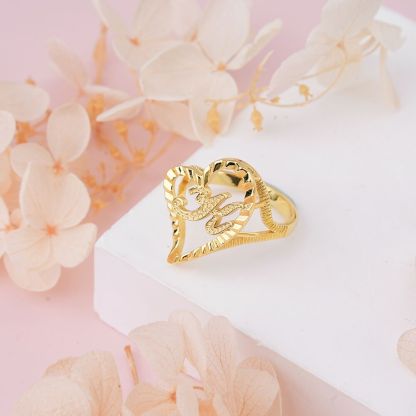 Initial Letter Heart Ring Personalized Custom Engraved Ring