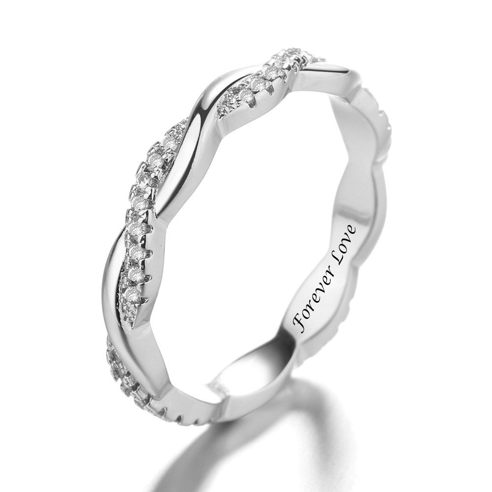 Personalized 925 Sterling Silver Twisted Wedding Band Rings