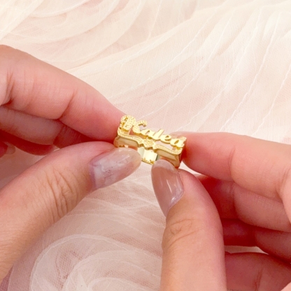 Heart Name Plate Personalized Custom Gold Plated Name Ring