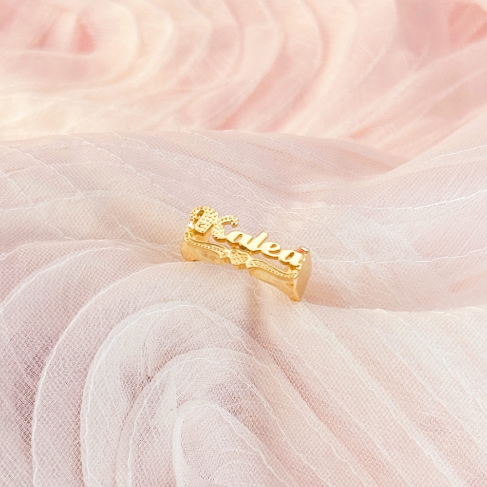 Heart Name Plate Personalized Custom Gold Plated Name Ring