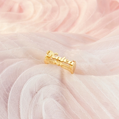 Heart Name Plate Personalized Custom Gold Plated Name Ring