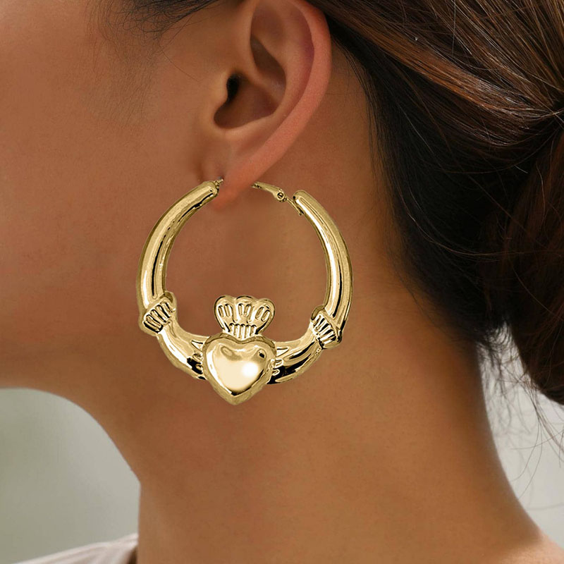 Stainless Steel Crown Hoop Earrings