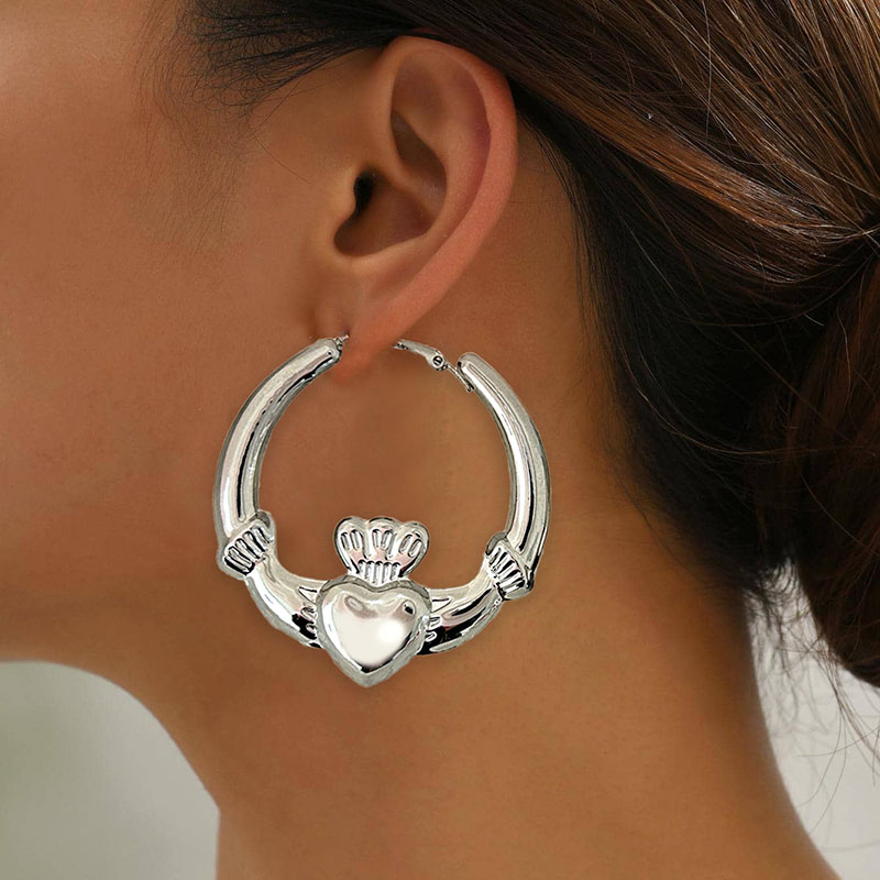 Stainless Steel Crown Hoop Earrings