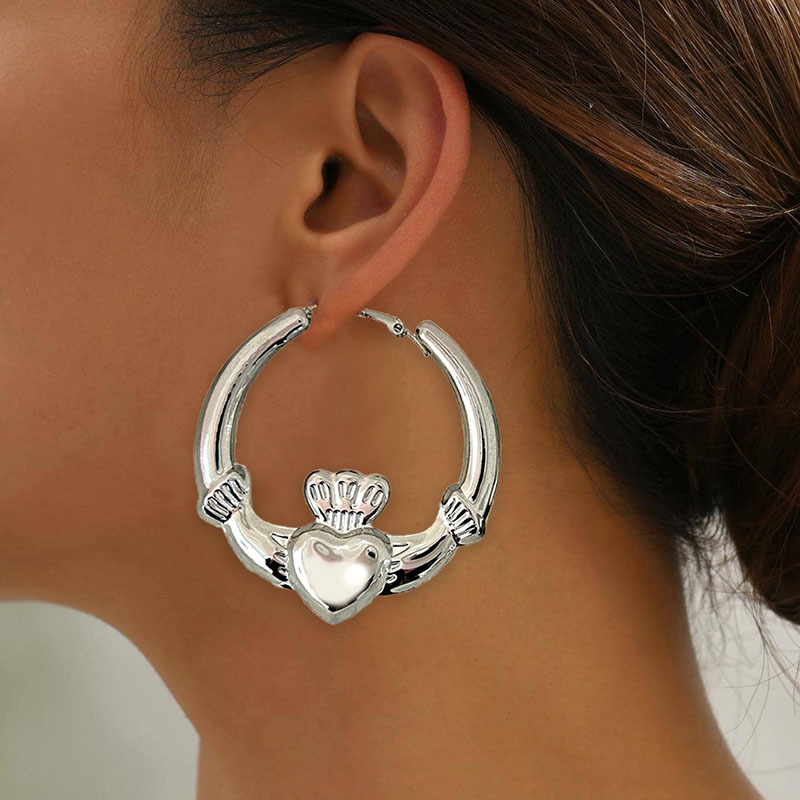 Stainless Steel Crown Hoop Earrings