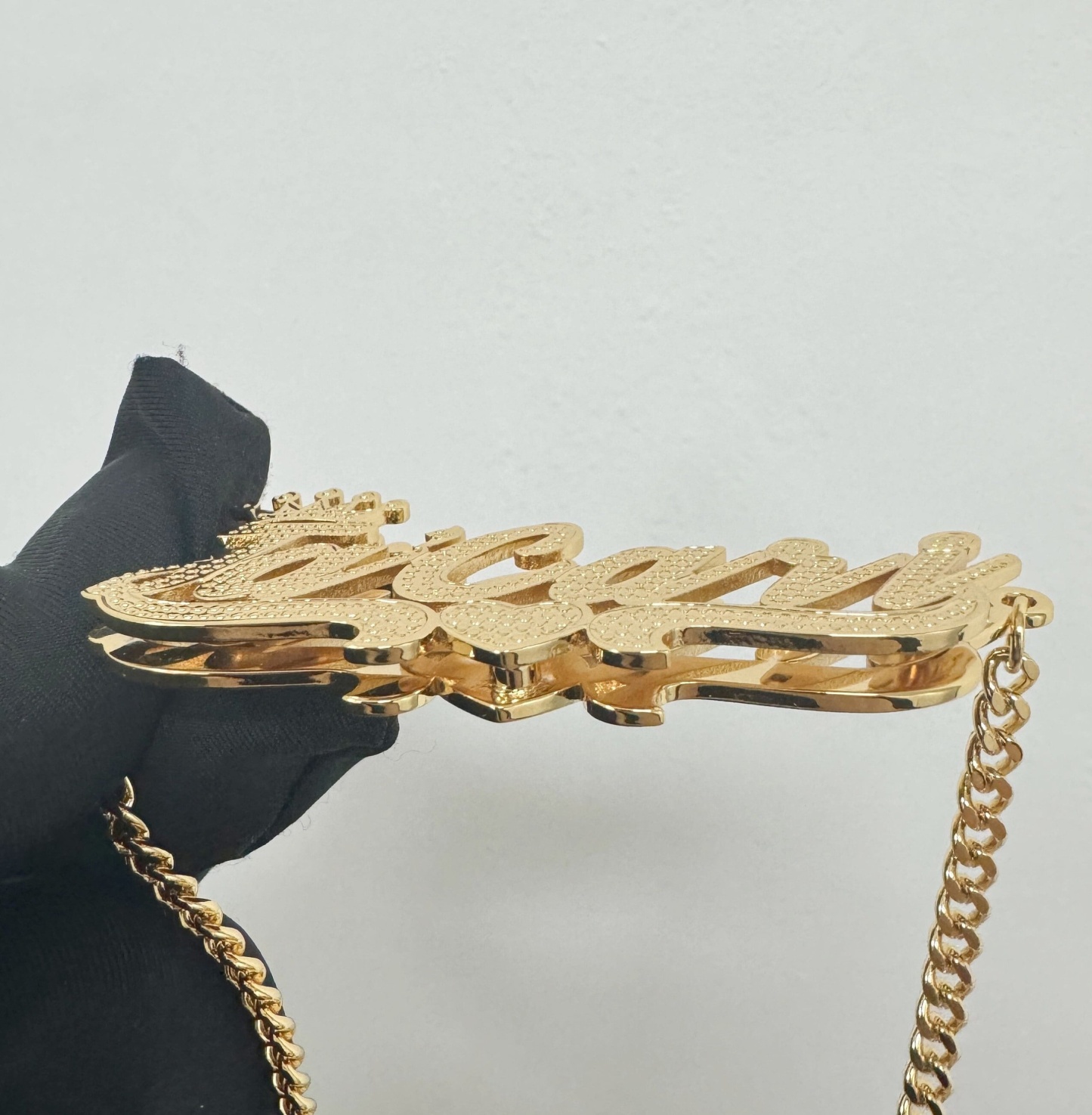 Custom Double Layer Name Necklace with Crown 3D Two Tone Name Pendant