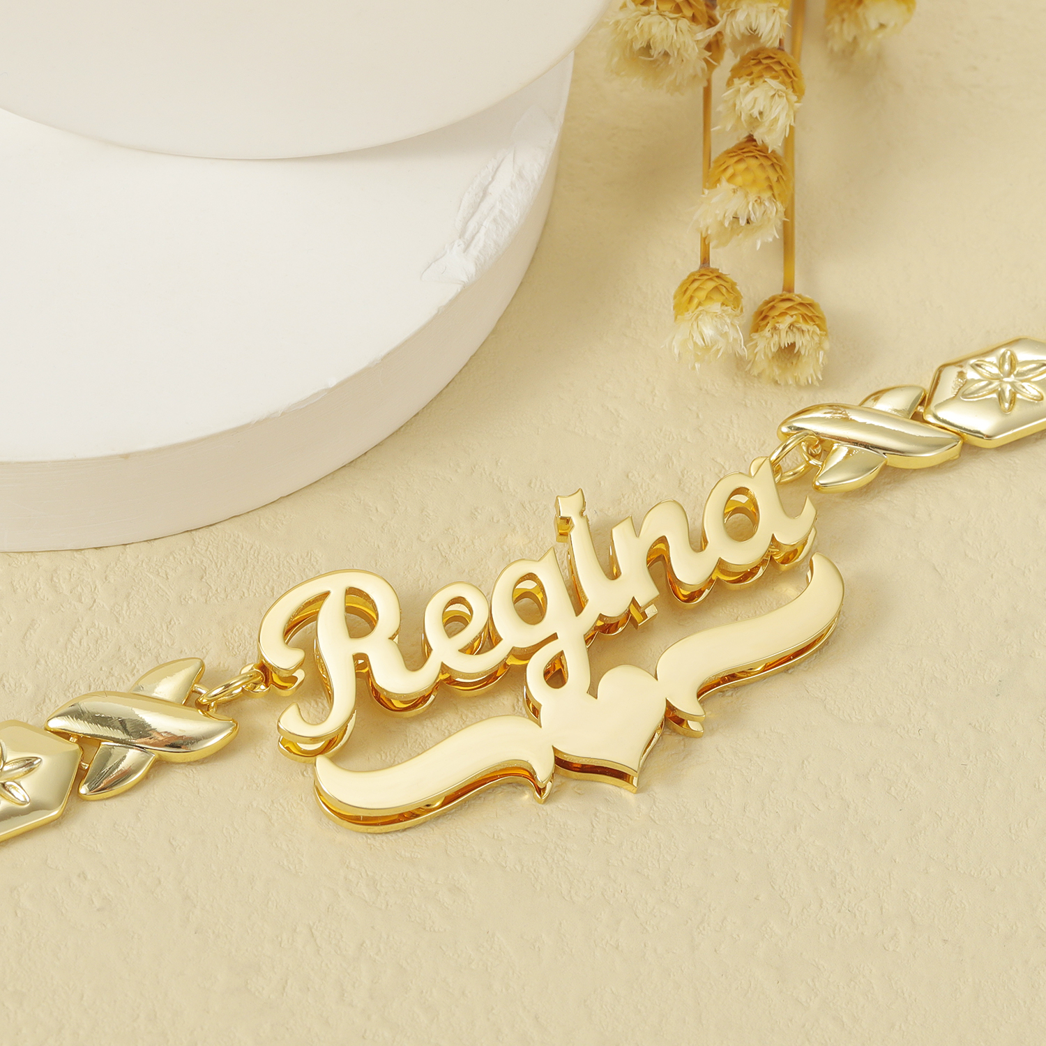 Double Name Necklace With XOXO Chain Personalized Hip Hop Necklace
