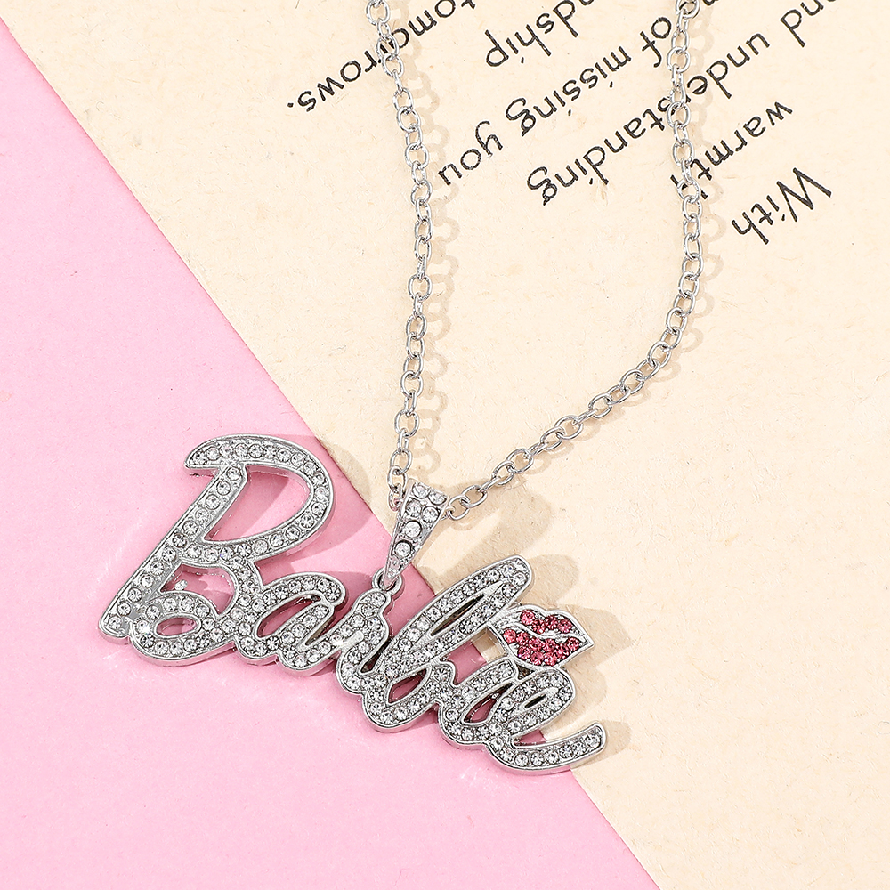 Zircon Inlay Hip Hop Lips Pendant Personalized Name Necklace