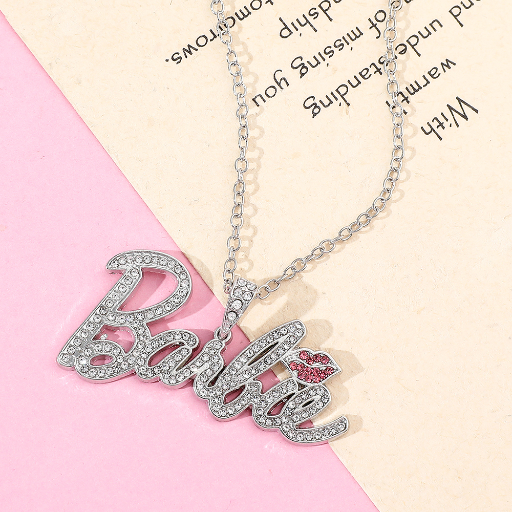 Zircon Inlay Hip Hop Lips Pendant Personalized Name Necklace