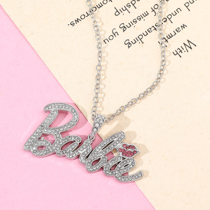 Zircon Inlay Hip Hop Lips Pendant Personalized Name Necklace