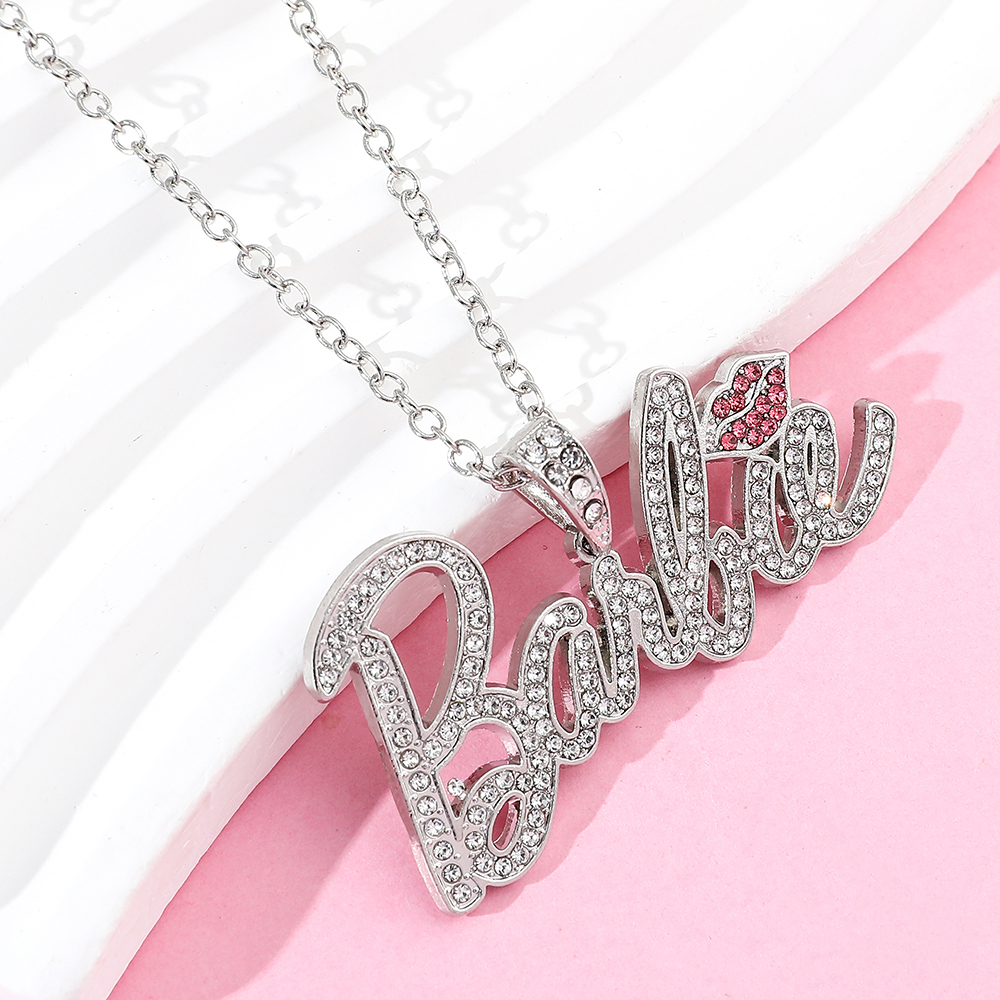 Zircon Inlay Hip Hop Lips Pendant Personalized Name Necklace