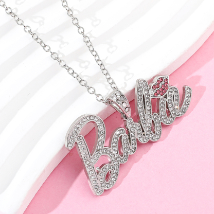 Zircon Inlay Hip Hop Lips Pendant Personalized Name Necklace