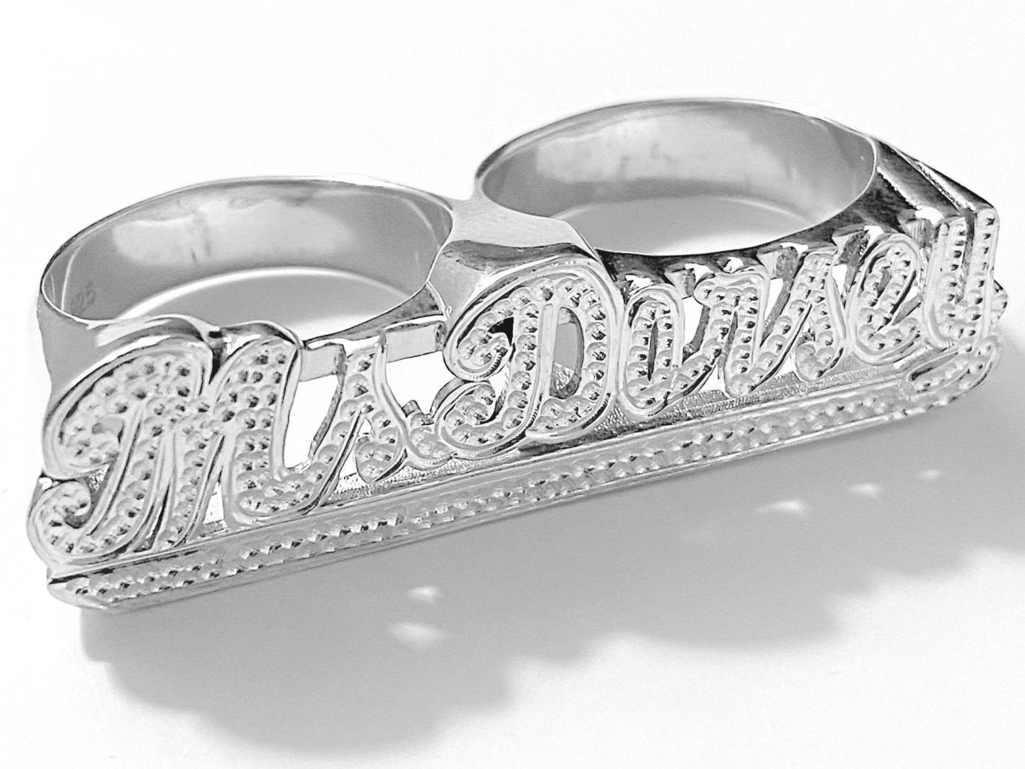 Two Finger Ring Personalized Gold Plated Name Ring