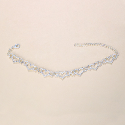 Hollow Out Rhinestone Heart Love Anklet For Women