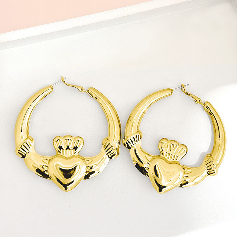 Stainless Steel Crown Hoop Earrings