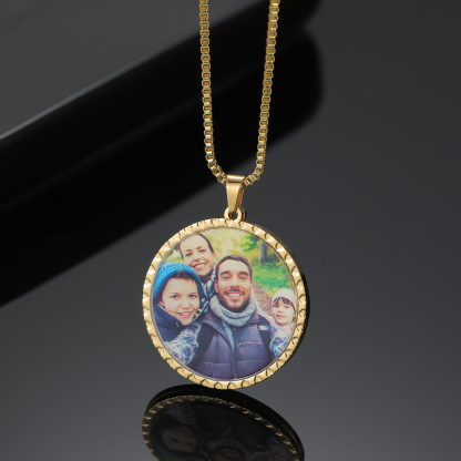 Round Picture Pendant Box Chain Custom Photo Necklace