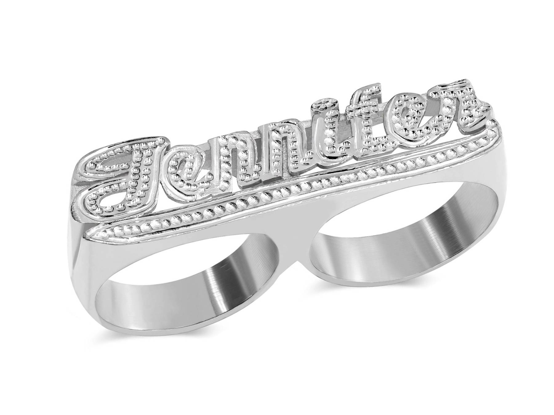 Two Finger Ring Personalized Gold Plated Name Ring