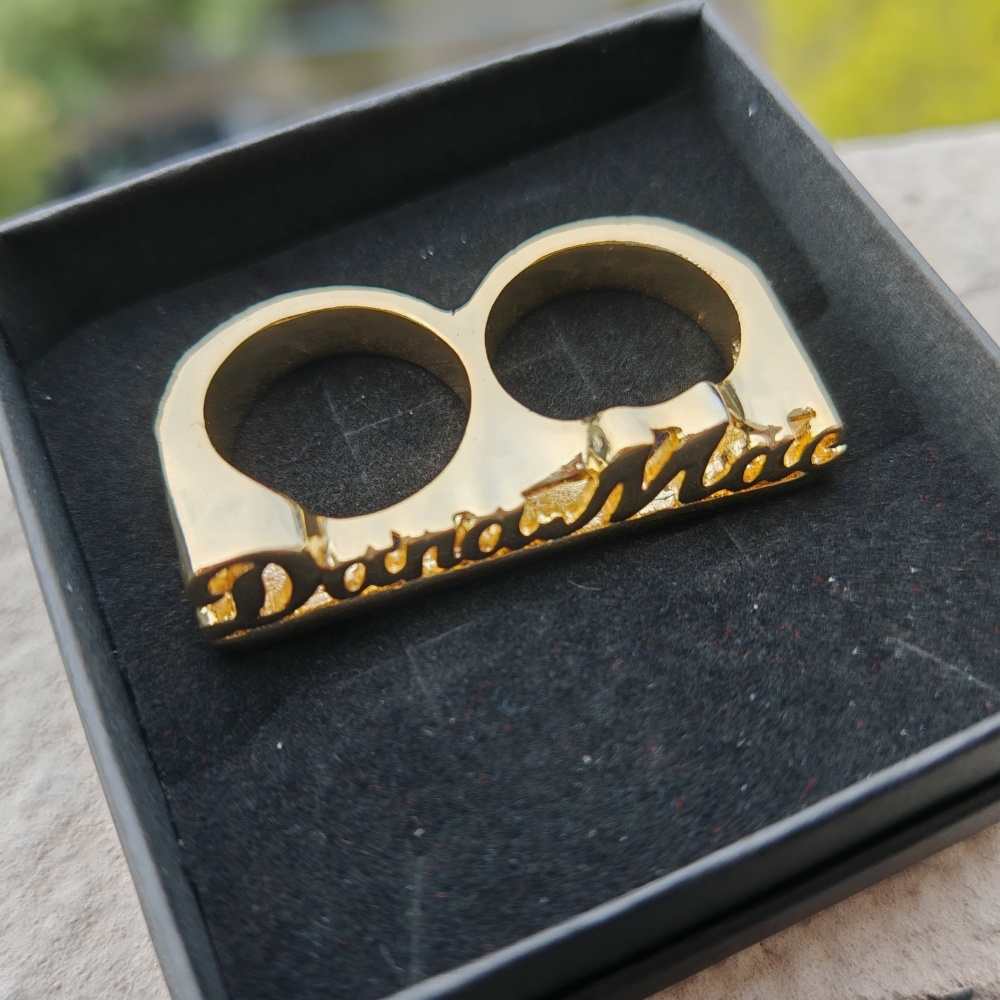 Two Finger Ring Personalized Gold Plated Double Name Ring