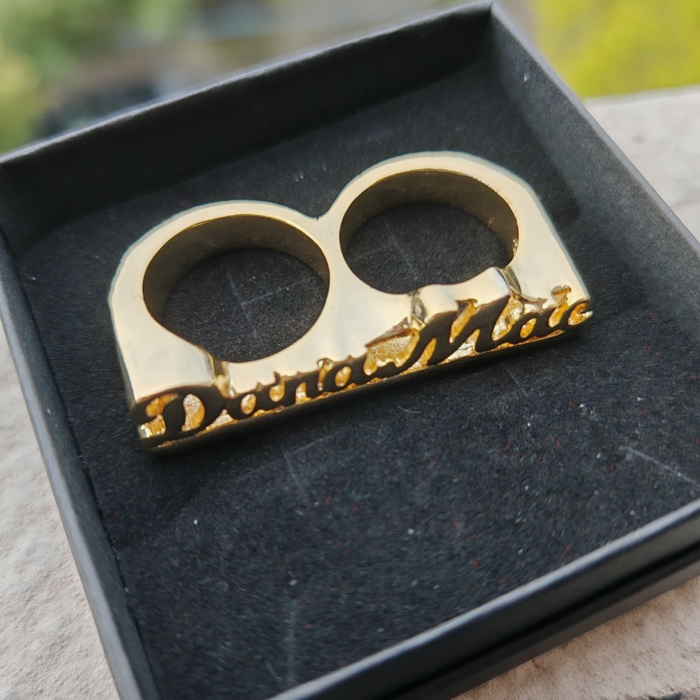 Two Finger Ring Personalized Gold Plated Double Name Ring