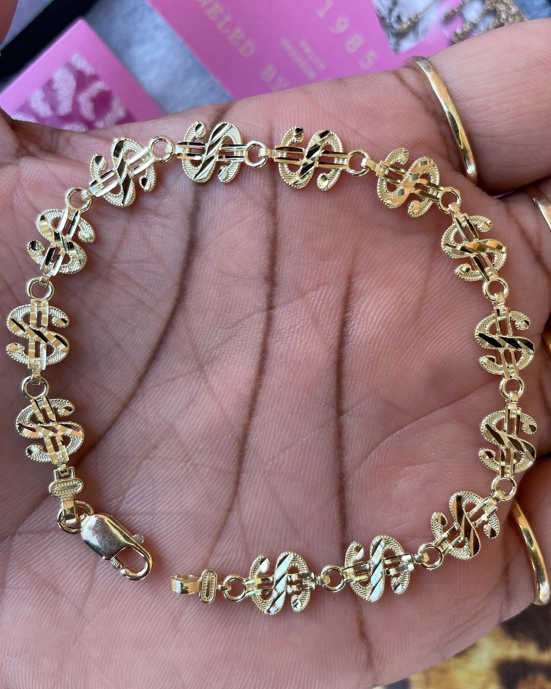 Dollar Sign Bracelet Gold Plated Nugget Bracelet 