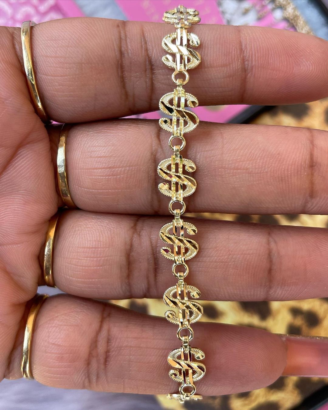 Dollar Sign Bracelet Gold Plated Nugget Bracelet 