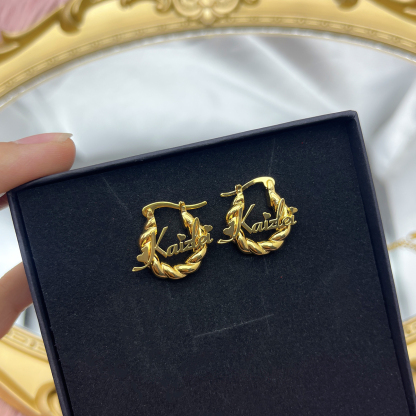 Peronalized Crown Nameplated Set Custom Name Necklace Bracelet And Mini Hoop Earrings