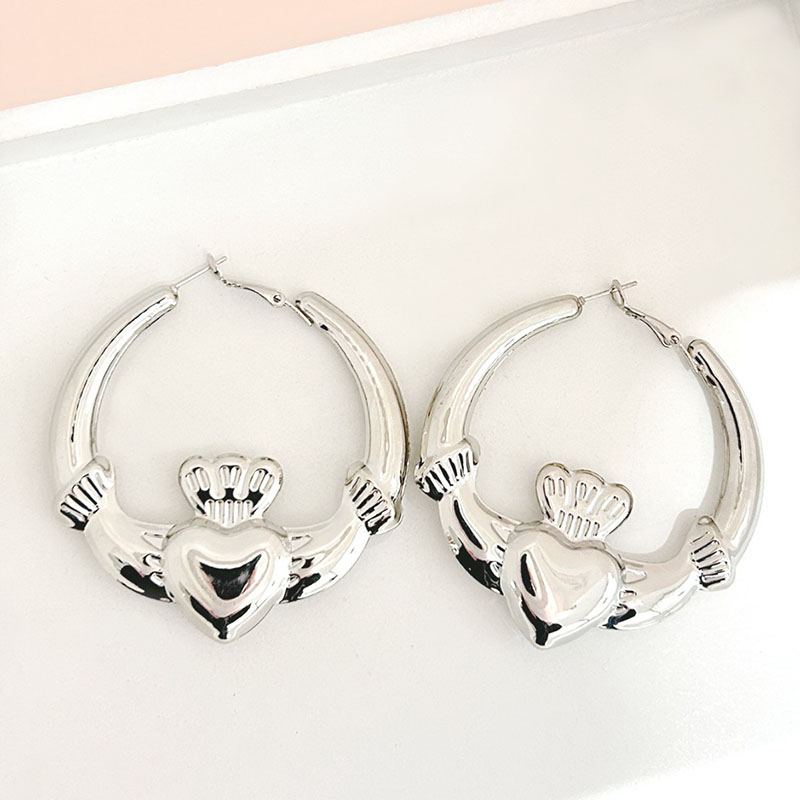 Stainless Steel Crown Hoop Earrings